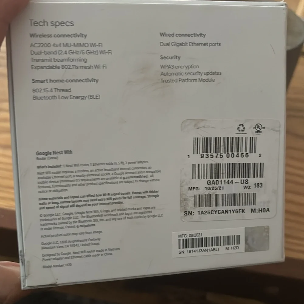 New Google nest router unused. Snow colored